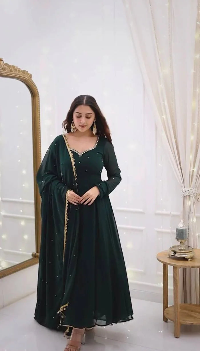 Green Designer Anarkali Suit Set
