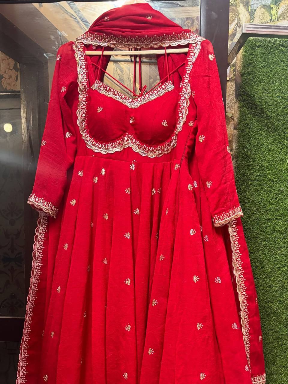 Red Karva Chauth Special Anarkali Suit Set