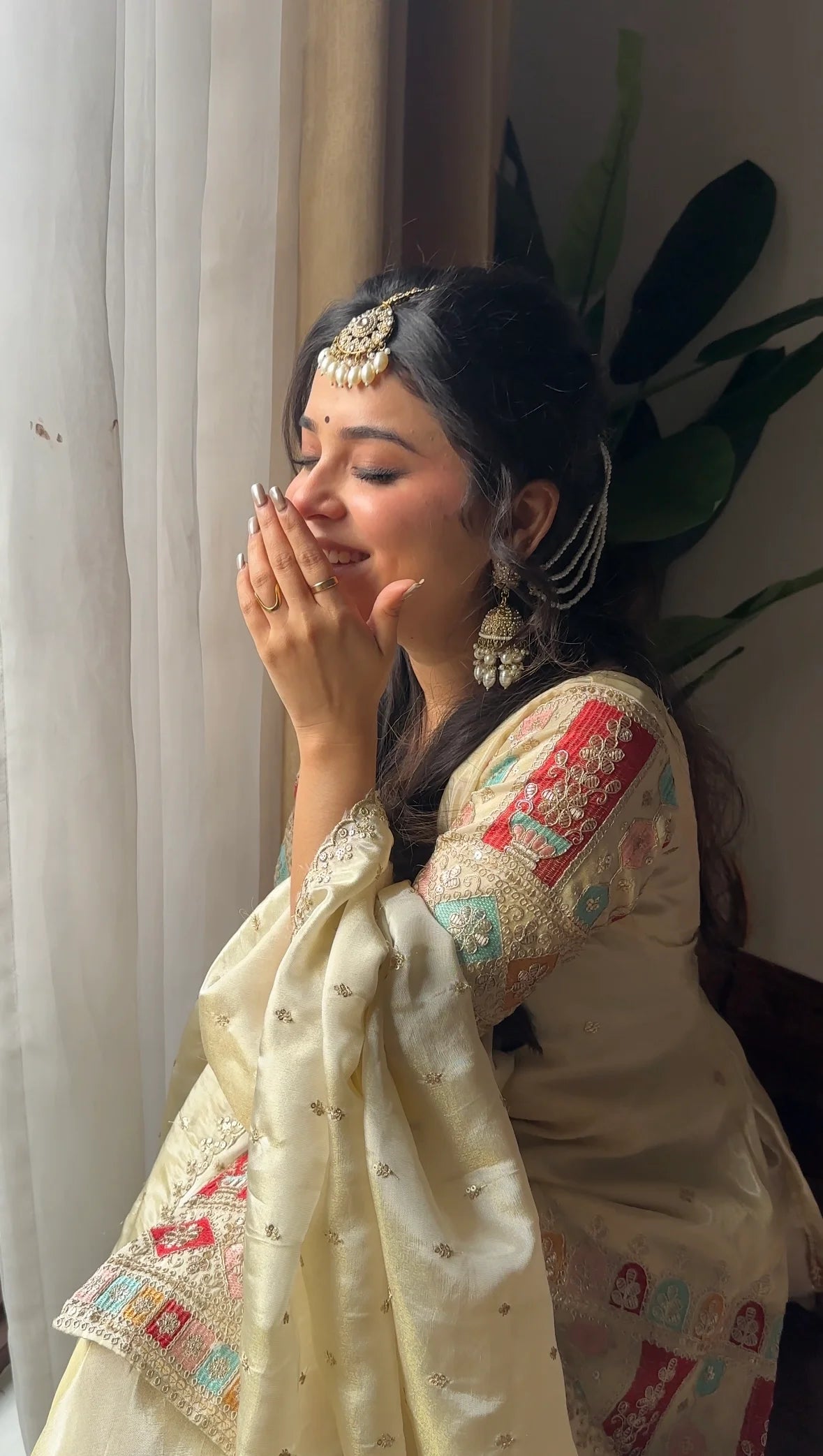 Designer Silk Heavy Work Off White Sharara Set