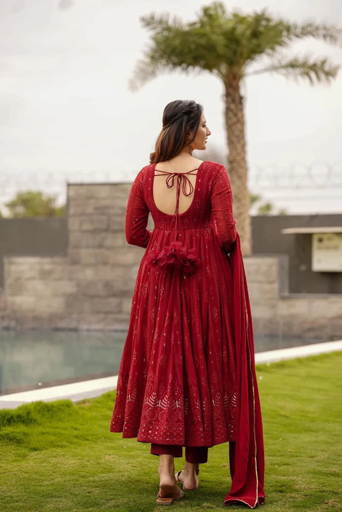 Manyata Premium Quality Maroon Red Anarkali Suit