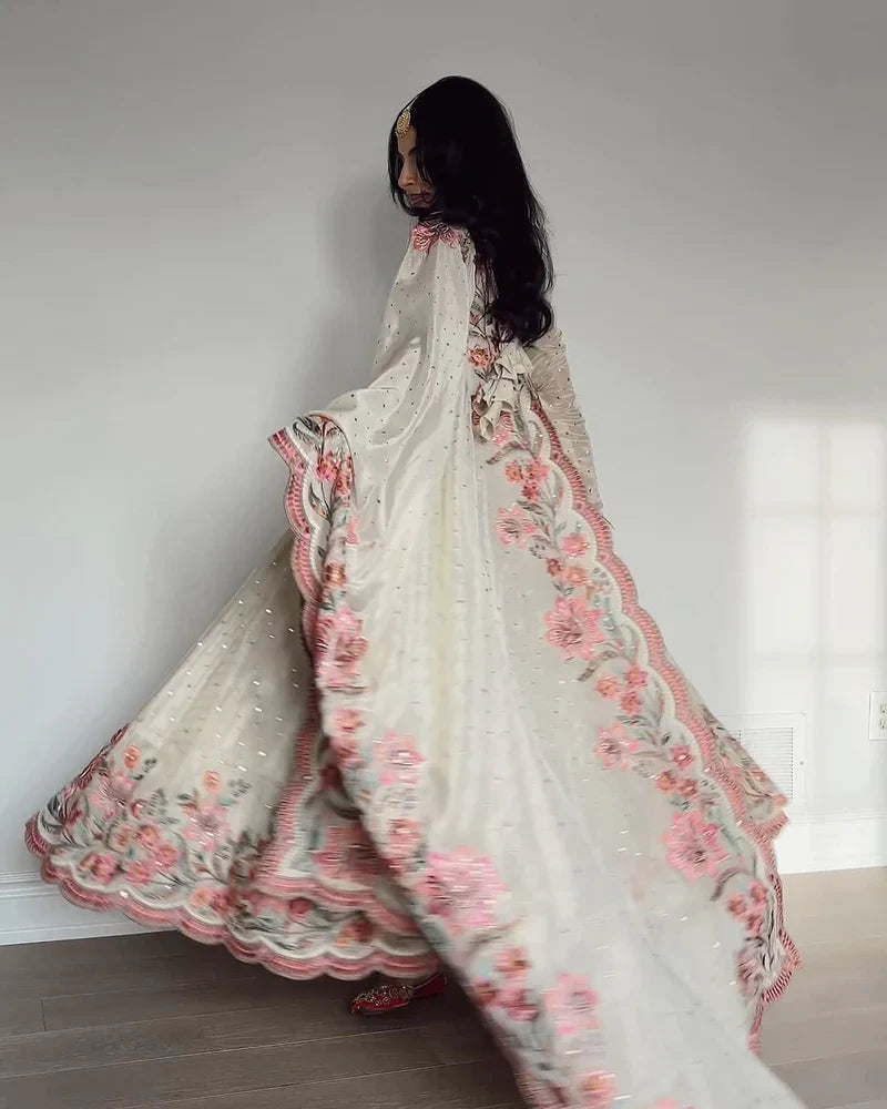 New Partywear Heavy Pure Vichitra Silk Designer Anarkali Gown