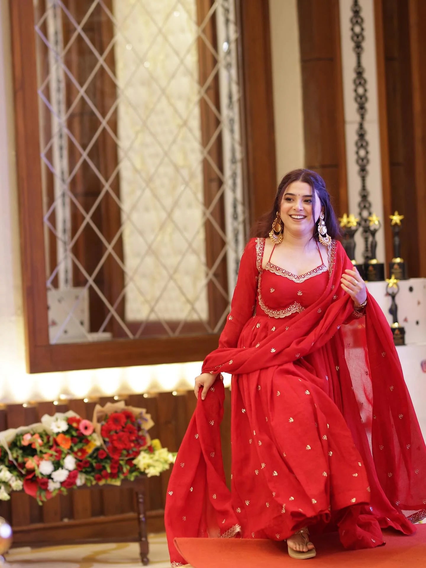 Red Karva Chauth Special Anarkali Suit Set