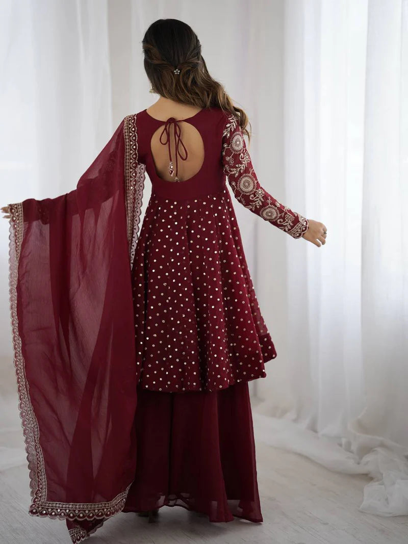 New Functionwear Premium Crunchy Silk Kurta With Crunchy Silk with Full Flair Sharara Set
