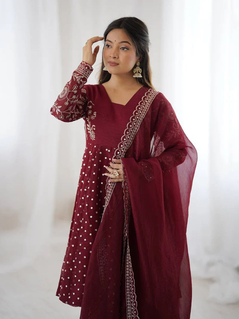 New Functionwear Premium Crunchy Silk Kurta With Crunchy Silk with Full Flair Sharara Set