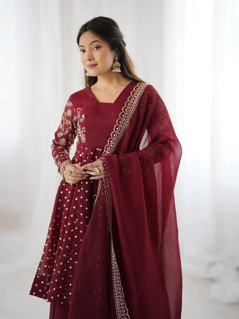 New Functionwear Premium Crunchy Silk Kurta With Crunchy Silk with Full Flair Sharara Set