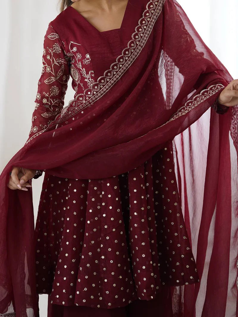 New Functionwear Premium Crunchy Silk Kurta With Crunchy Silk with Full Flair Sharara Set