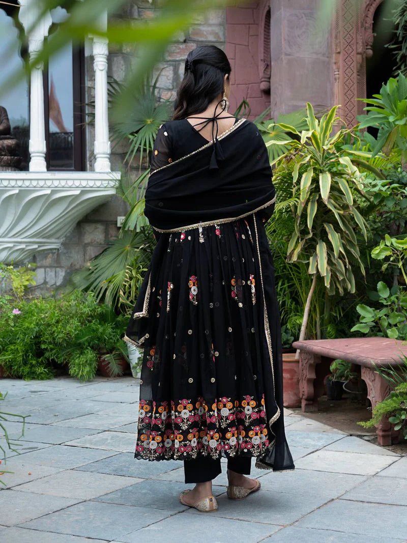 New Function Wear Designer Faux Georgette with Full Heavy Embroidery Sequence Work Anarkali Gown