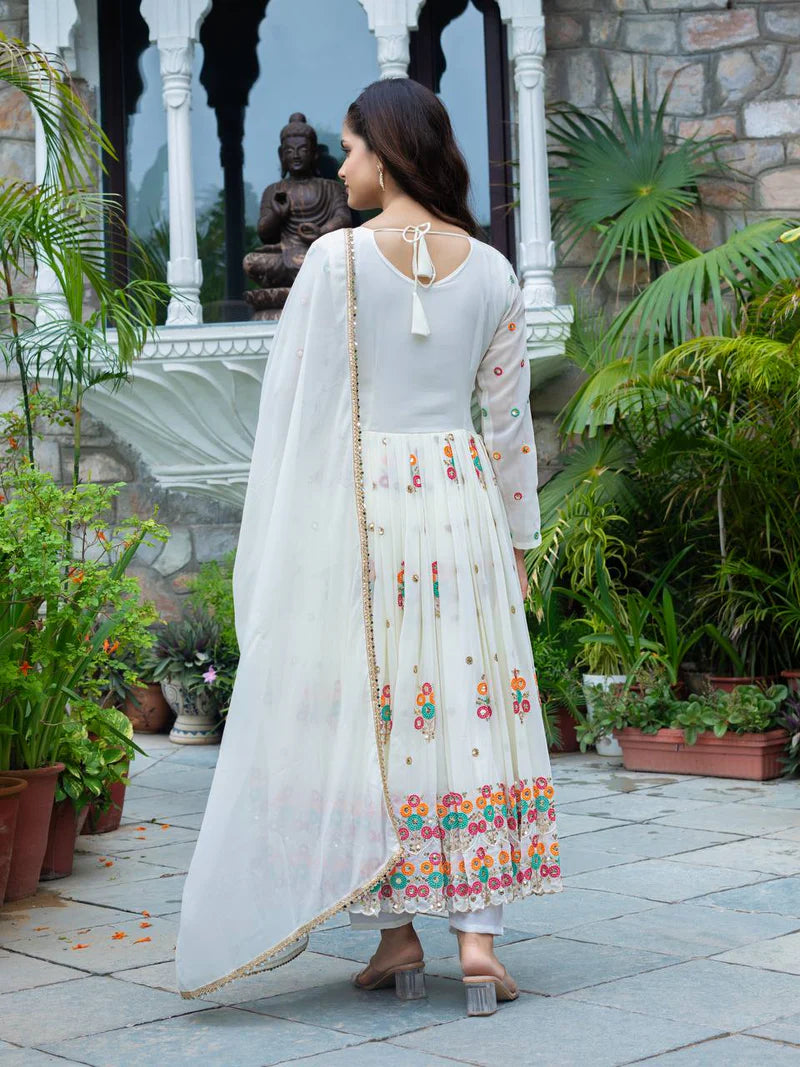 New Function Wear Designer Faux Georgette with Full Heavy Embroidery Sequence Work Anarkali Gown
